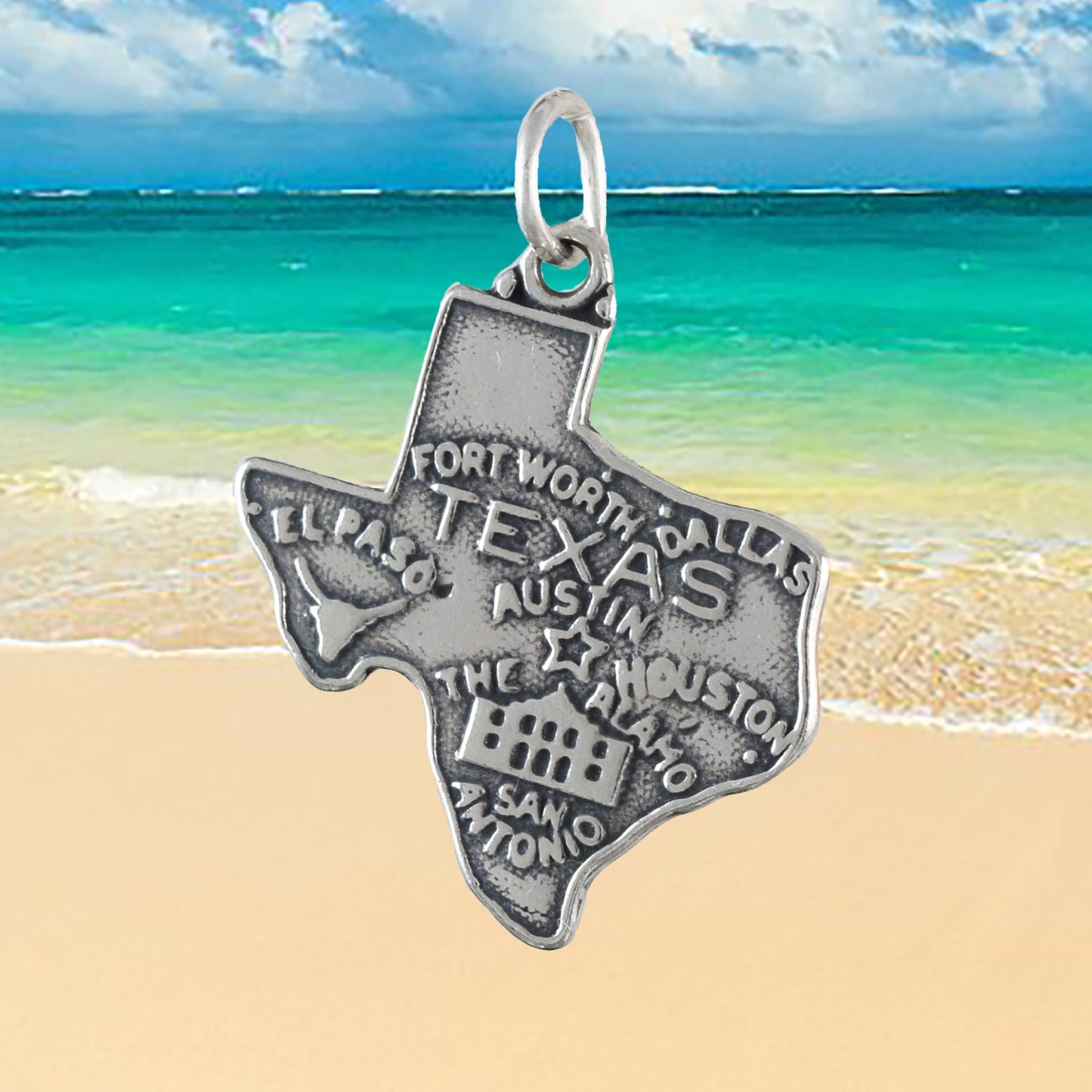Texas State Map Pendant, Sterling Silver Texas State Charm Pendant, N9441 Birthday Mother Wife Mom Gift, Texan Jewelry