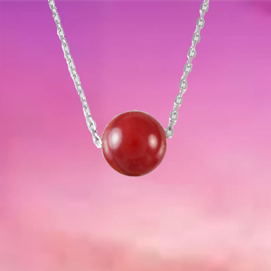 Genuine Red Coral Round Cut Necklace in Adjustable Sterling Silver Chain, N9506 - Paradise Treasures Jewelry