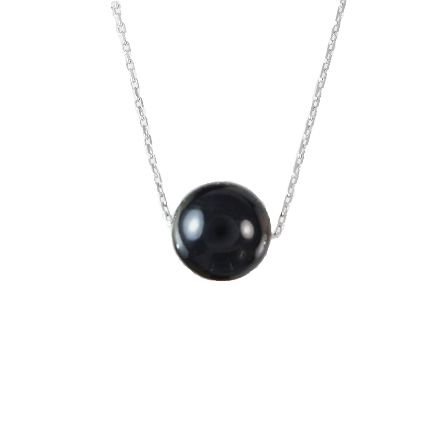 Genuine Black Coral Round Cut Necklace in Adjustable Sterling Silver Chain, N9507 -  Paradise Treasures Jewelry