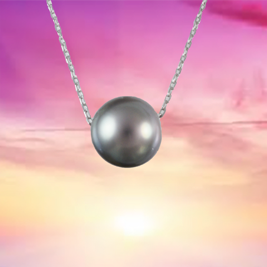 Genuine Tahitian Pearl Necklace in Adjustable Sterling Silver Chain, N9508 -  Paradise Treasures Jewelry