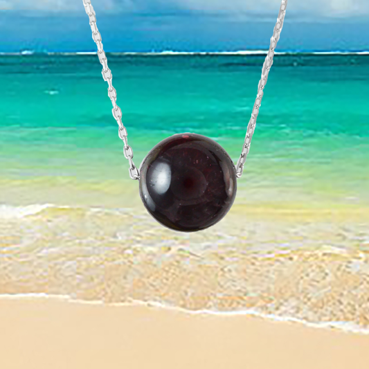 Genuine Garnet Round Cut Necklace in Adjustable Sterling Silver Chain, N9516 -  Paradise Treasures Jewelry
