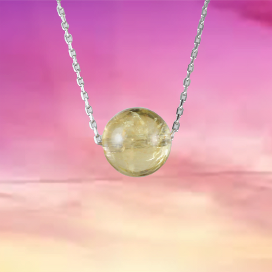 Genuine Citrine Round Cut Necklace in Adjustable Sterling Silver Chain, N9517 -  Paradise Treasures Jewelry
