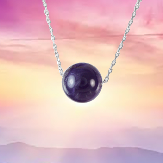 Genuine Amethyst Round Cut Necklace in Adjustable Sterling Silver Chain, N9521 -  Paradise Treasures Jewelry