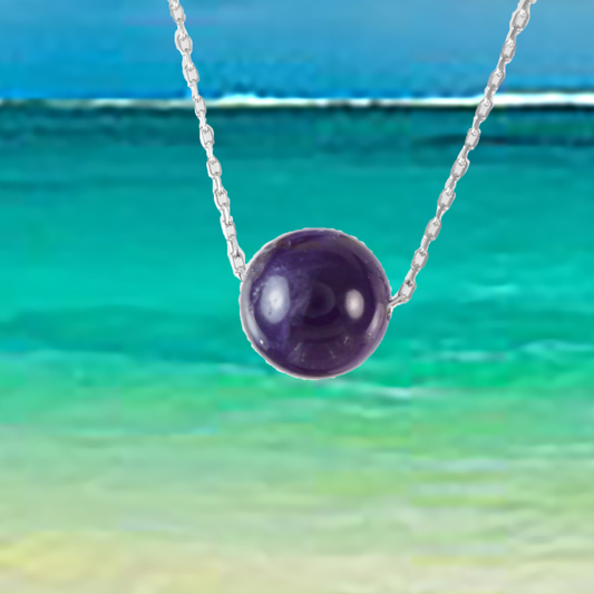 Genuine Amethyst Round Cut Necklace in Adjustable Sterling Silver Chain, N9522 -  Paradise Treasures Jewelry
