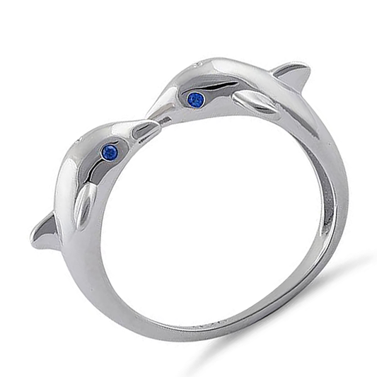 Dolphin ring in sterling silver