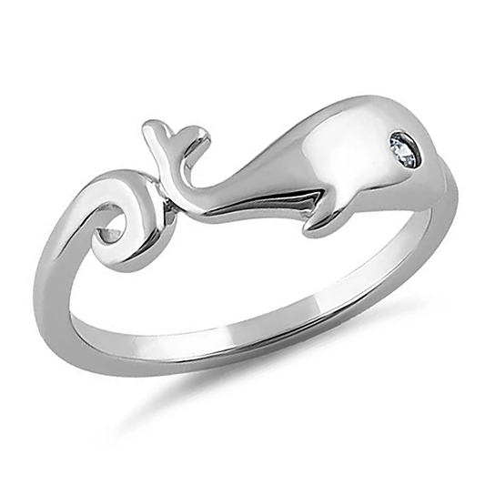 Humpback whale ring in sterling silver