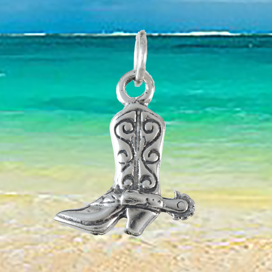 Silver Cowgirl Boot Necklace - Hawaii Treasures Shop