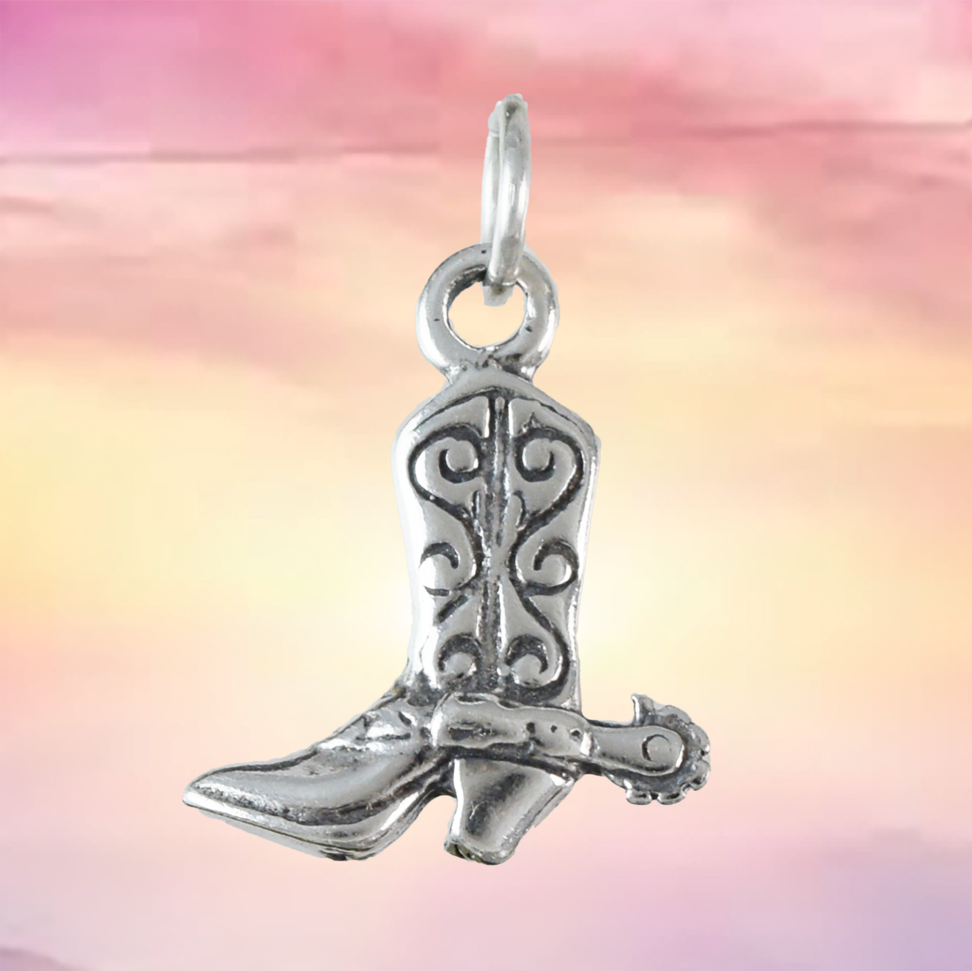 Silver Cowgirl Boot Necklace - Hawaii Treasures Shop