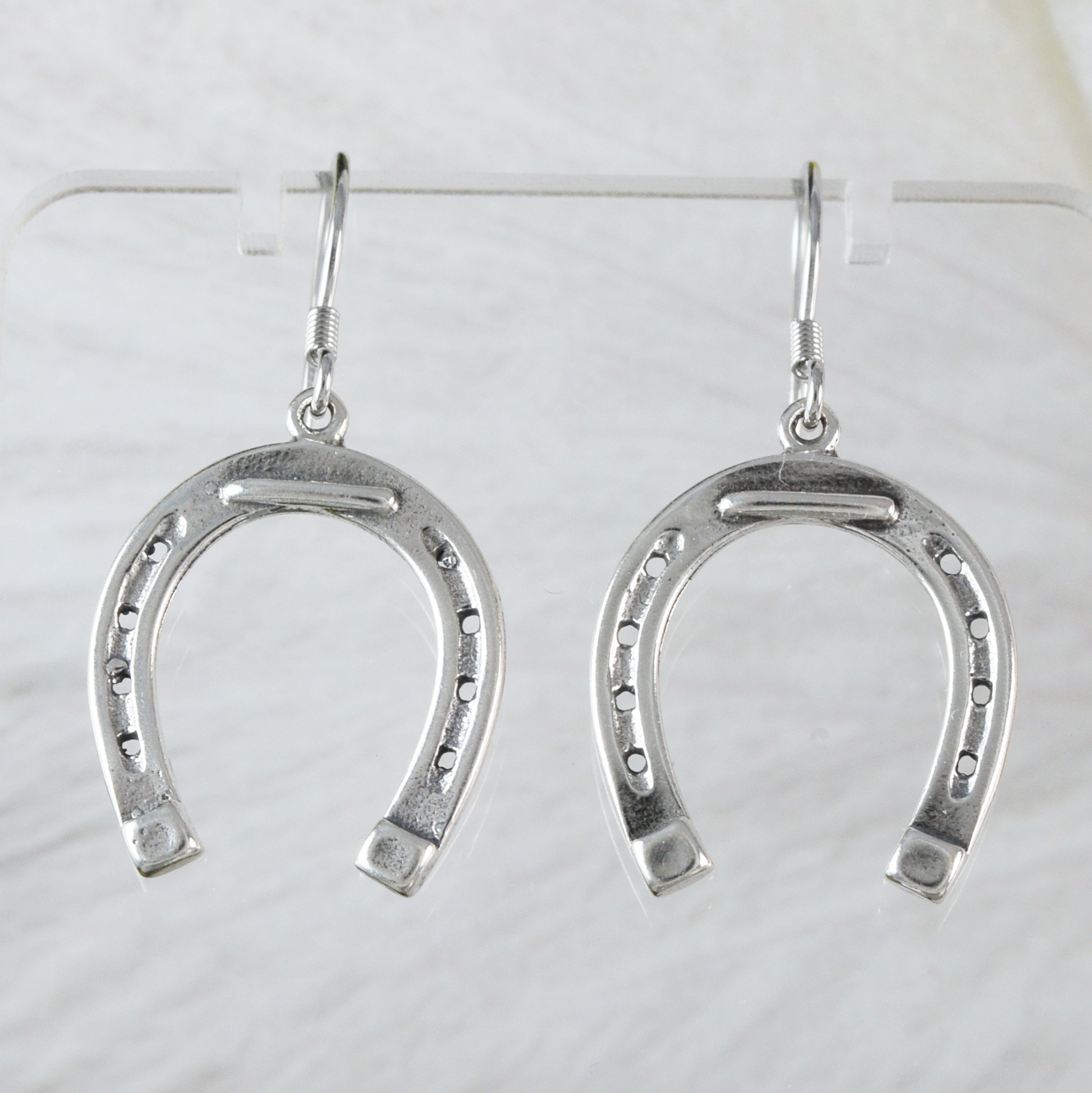Silver Horseshoe Dangle Earrings - Hawaii Treasures Shop