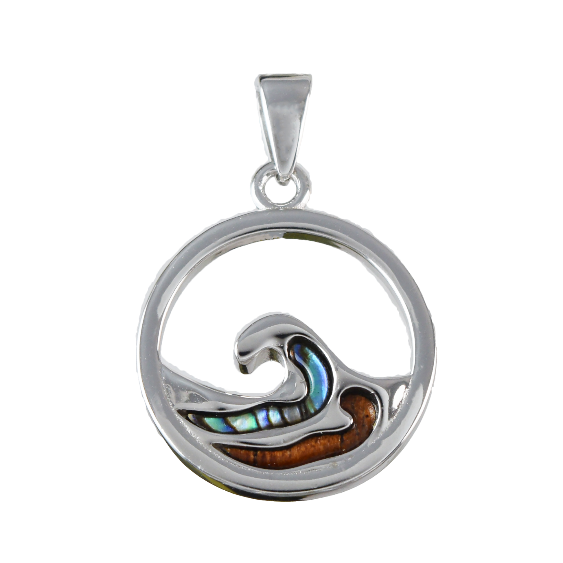 Silver Wave Wood Abalone Necklace - Hawaii Treasures Shop