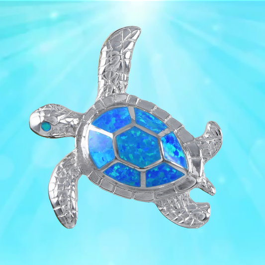 Unique Silver Sea Turtle Opal Necklace - Hawaii Treasures Shop
