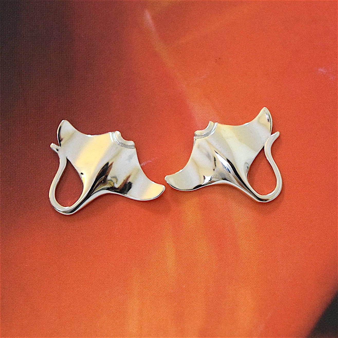 Hawaiian Manta Ray Earrings, Sterling Silver Manta Ray Stud Earrings, Hawaiian Jewelry, Christmas Anniversary Birthday Gift