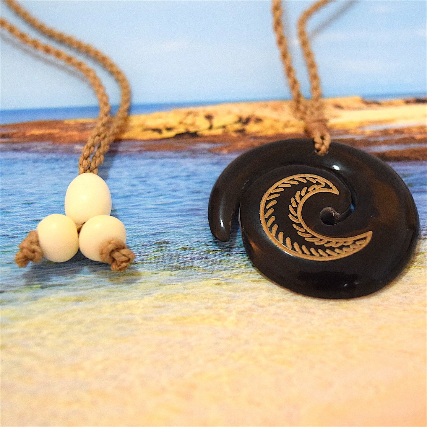 Hawaiian Ocean Wave Necklace, Hand Carved Buffalo Bone Wave Necklace, B7001 Christmas Anniversary Birthday Gift