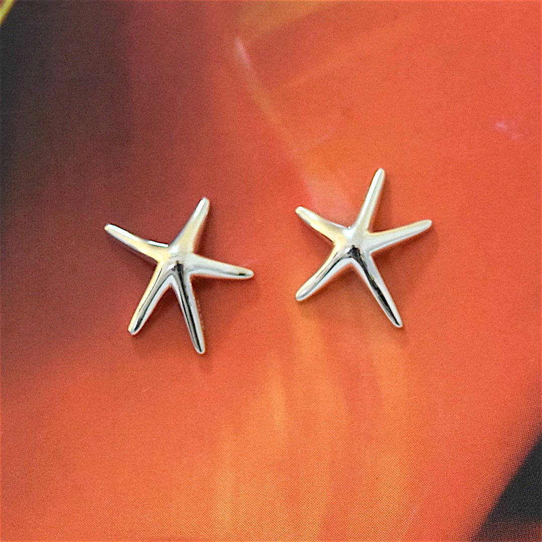 Hawaiian Starfish Earrings, Sterling Silver Starfish Stud Earrings, Hawaiian Jewelry, Christmas Present, Anniversary Gift Birthday Gift