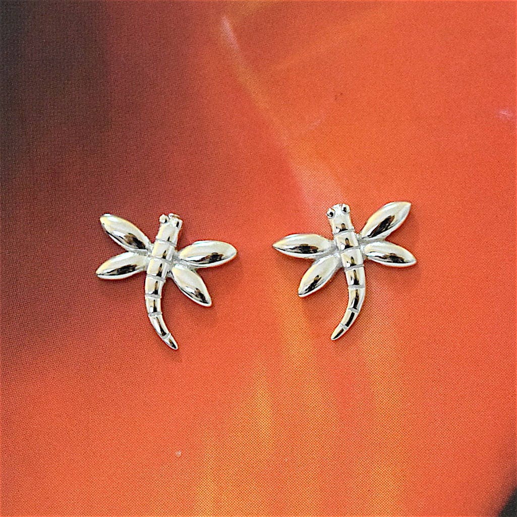 Hawaiian Dragonfly Earrings, Sterling Silver Dragonfly Stud Earrings, Hawaiian Jewelry  Christmas Anniversary Gift Birthday Gift