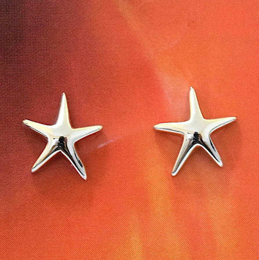 Hawaiian Small Starfish Earrings, Sterling Silver Star Fish Stud Earrings, Hawaiian Jewelry, Christmas Anniversary Birthday Mom Gift