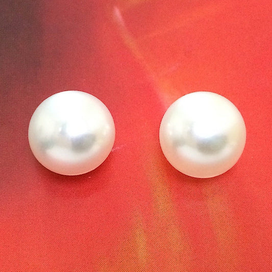 Hawaiian Genuine White Pearl Earrings,  Sterling Silver White Pearl - 10mm Stud Earrings, Hawaiian Jewelry, Christmas Birthday Gift