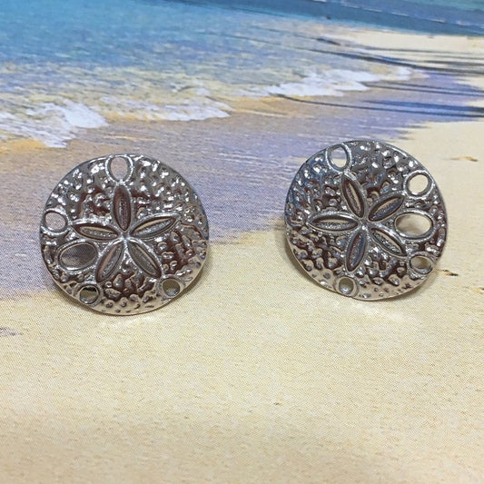 Hawaiian Sand Dollar Earrings, Sterling Silver Sand Dollar Stud Earrings, E4144B Mother Birthday Mom Gift, Island Jewelry