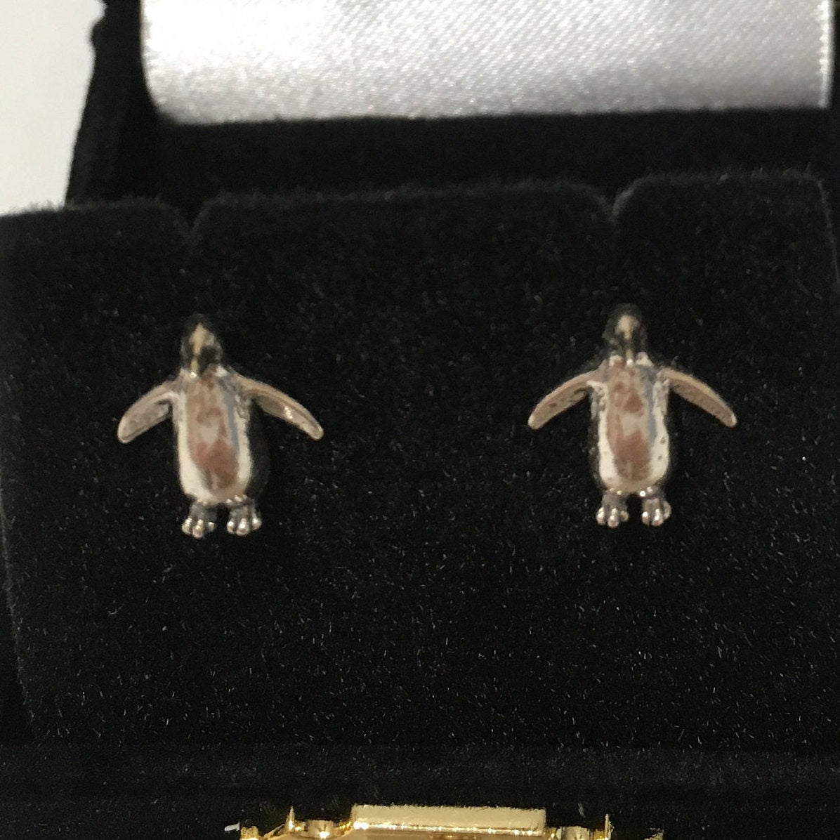 Silver Penguin Earrings, Sterling Silver Penguin Stud Earrings, E8062 Birthday Mother Gift, Texan Jewelry