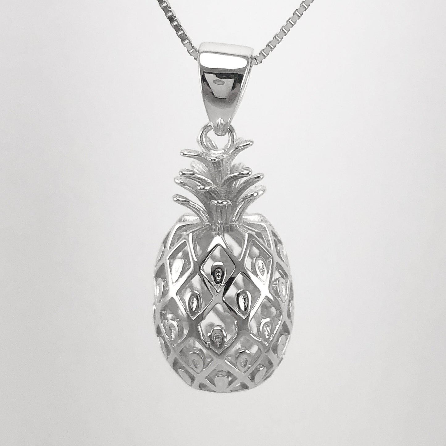 Hawaiian 3D Large Pineapple Pendant, Sterling Silver 3D Pineapple Pendant, Hawaiian Jewelry, Christmas Anniversary Birthday Gift