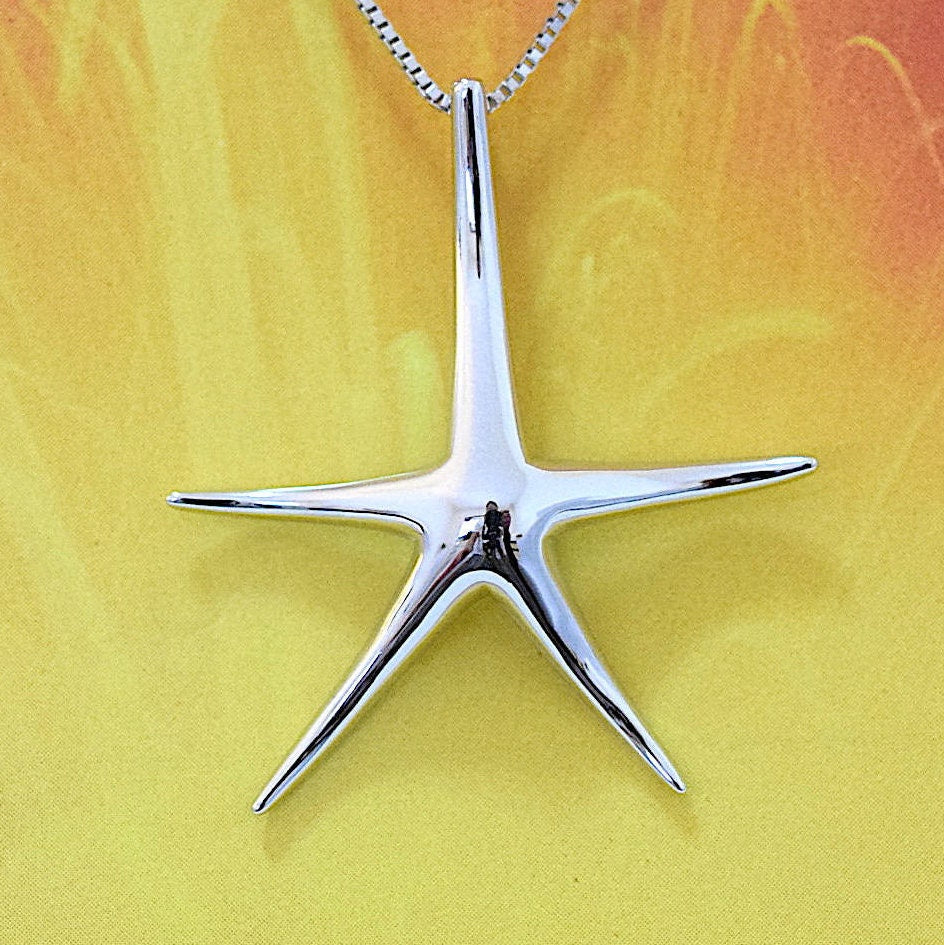 Hawaiian Large Starfish Pendant, Sterling Silver Starfish Pendant, Hawaiian Jewelry, Christmas Mom Anniversary Birthday Gift