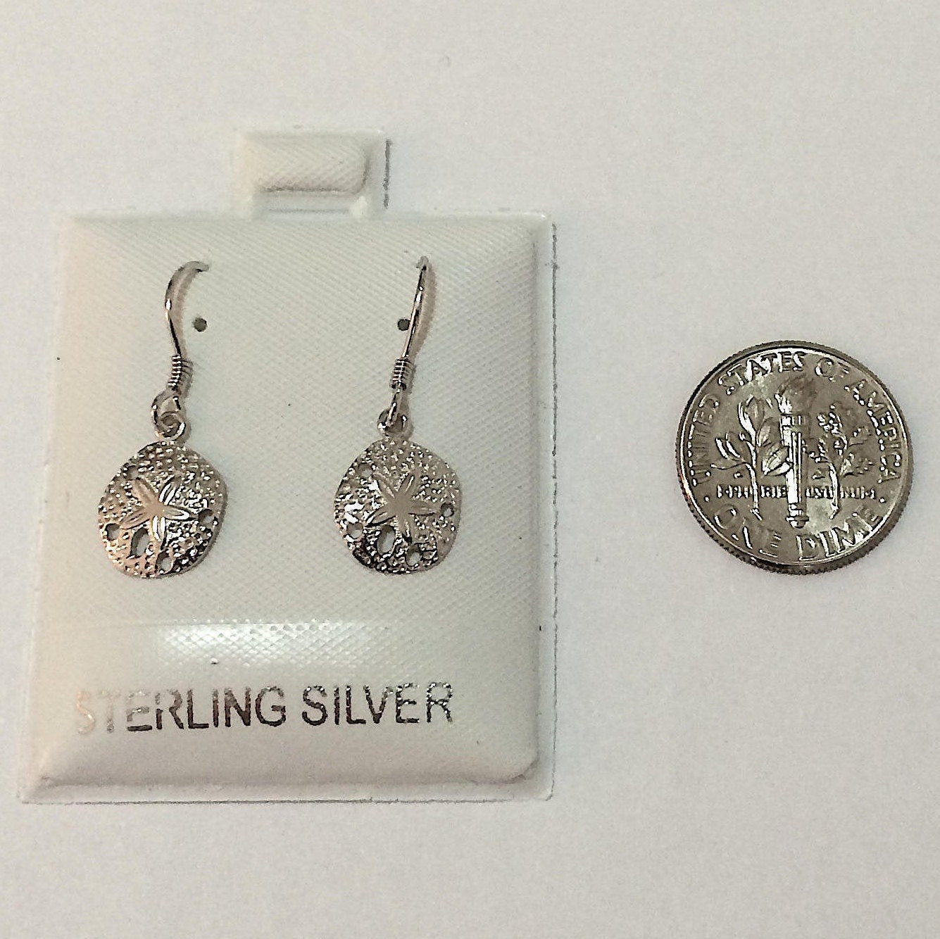 Sand Dollar Earrings, Sterling Silver Sand Dollar Dangle Earrings, E4114 Birthday Mom Wife Girl Mother Gift, Island Jewelry