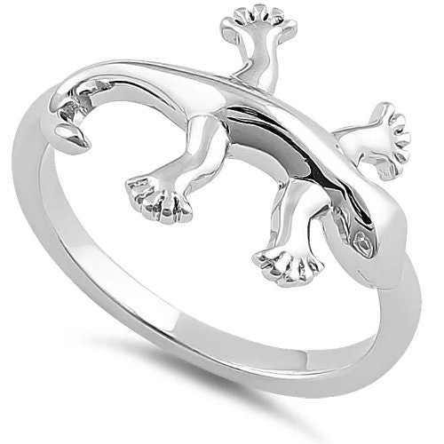 Silver Large Gecko Ring, Sterling Silver Gecko Lizard Band Ring, Christmas Anniversary Birthday Mom Gift