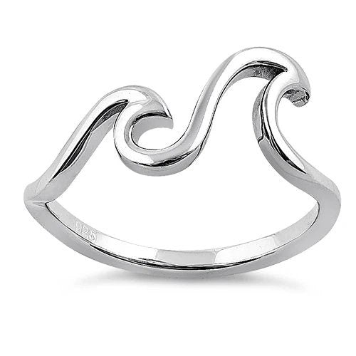 Silver Ocean Wave Ring, Sterling Silver Wave Band Ring, Christmas Anniversary Birthday Mom Gift