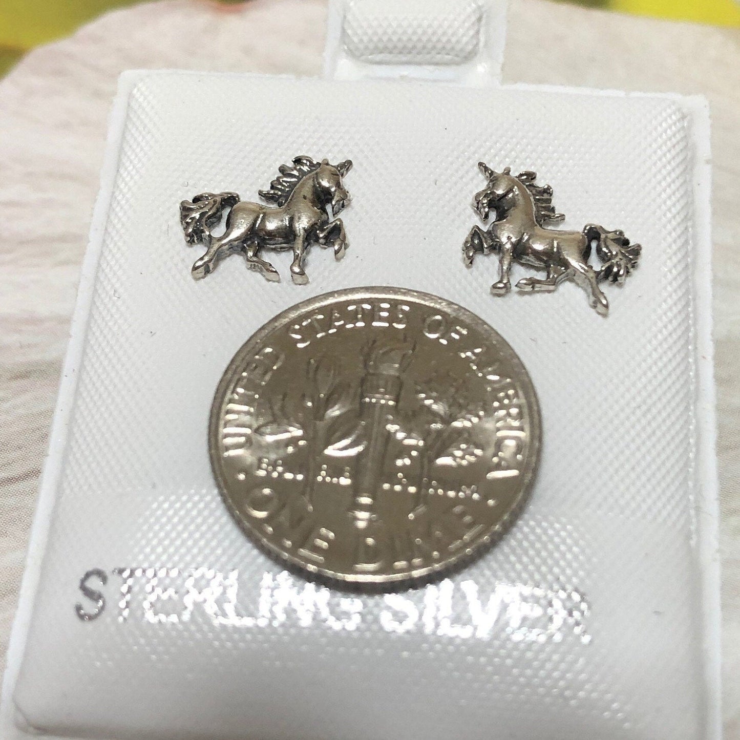 Silver Small Unicorn Earring, Sterling Silver Unicorn Stud Earring, E8157 Birthday Mother Mom Gift, Texan Jewelry