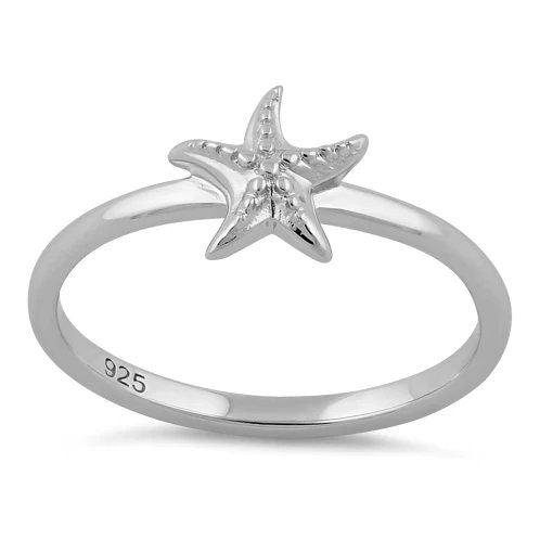 Silver Starfish Ring, Sterling Silver Starfish Band Ring, Christmas Anniversary Birthday Mom Gift