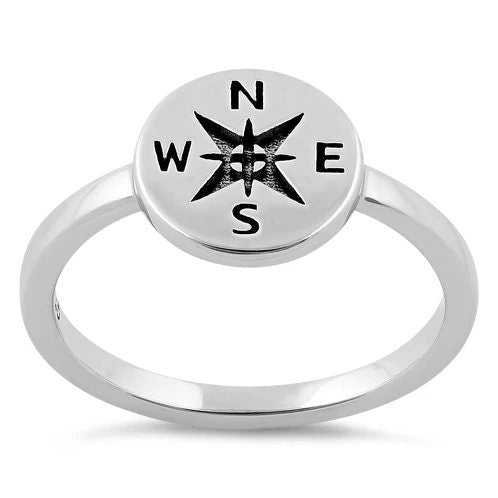 Hawaiian Compass Ring, Sterling Silver Compass Band Ring, W75016 Hawaiian Jewelry, Christmas Anniversary Birthday Mom Gift