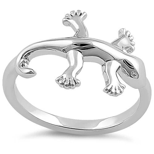 Silver Large Gecko Ring, Sterling Silver Gecko Lizard Band Ring, Christmas Anniversary Birthday Mom Gift