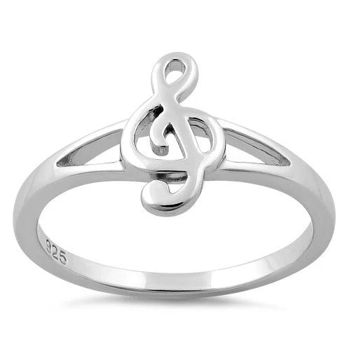 Hawaiian Treble Clef Musical Note Ring, Sterling Silver Musical Note Band Ring, W75021 Christmas Anniversary Birthday Mom Gift