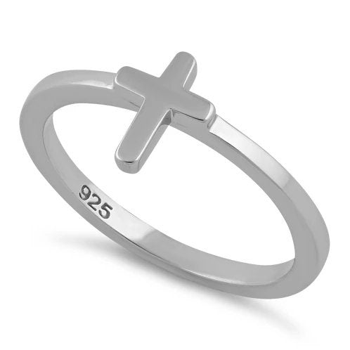 Silver Cross Ring, Sterling Silver Cross Band Ring, Christmas Anniversary Birthday Mom Gift