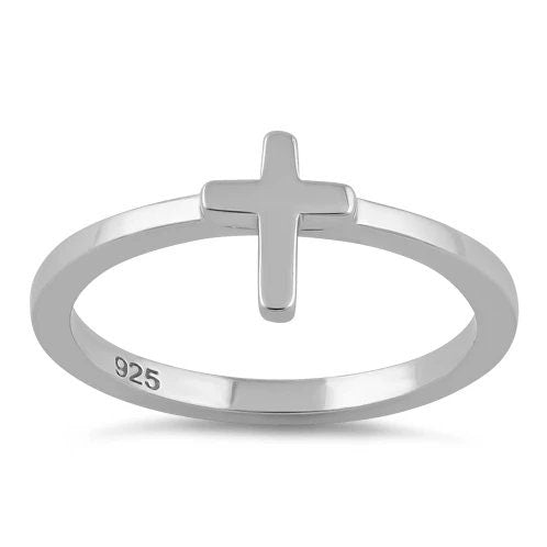 Silver Cross Ring, Sterling Silver Cross Band Ring, Christmas Anniversary Birthday Mom Gift