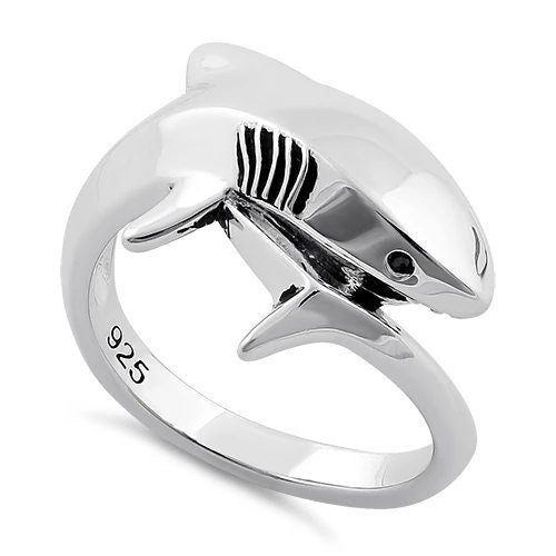 Silver Large Shark Ring, Sterling Silver Shark Ring, Christmas Anniversary Birthday Gift