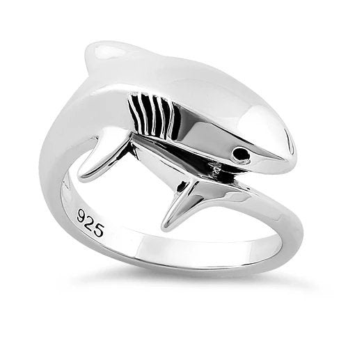 Silver Large Shark Ring, Sterling Silver Shark Ring, Christmas Anniversary Birthday Gift