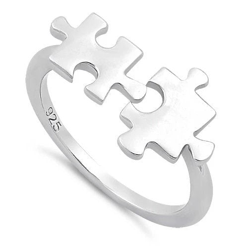 Silver Puzzle Ring, Sterling Silver Puzzle Piece Ring, Christmas Anniversary Birthday Mom Gift