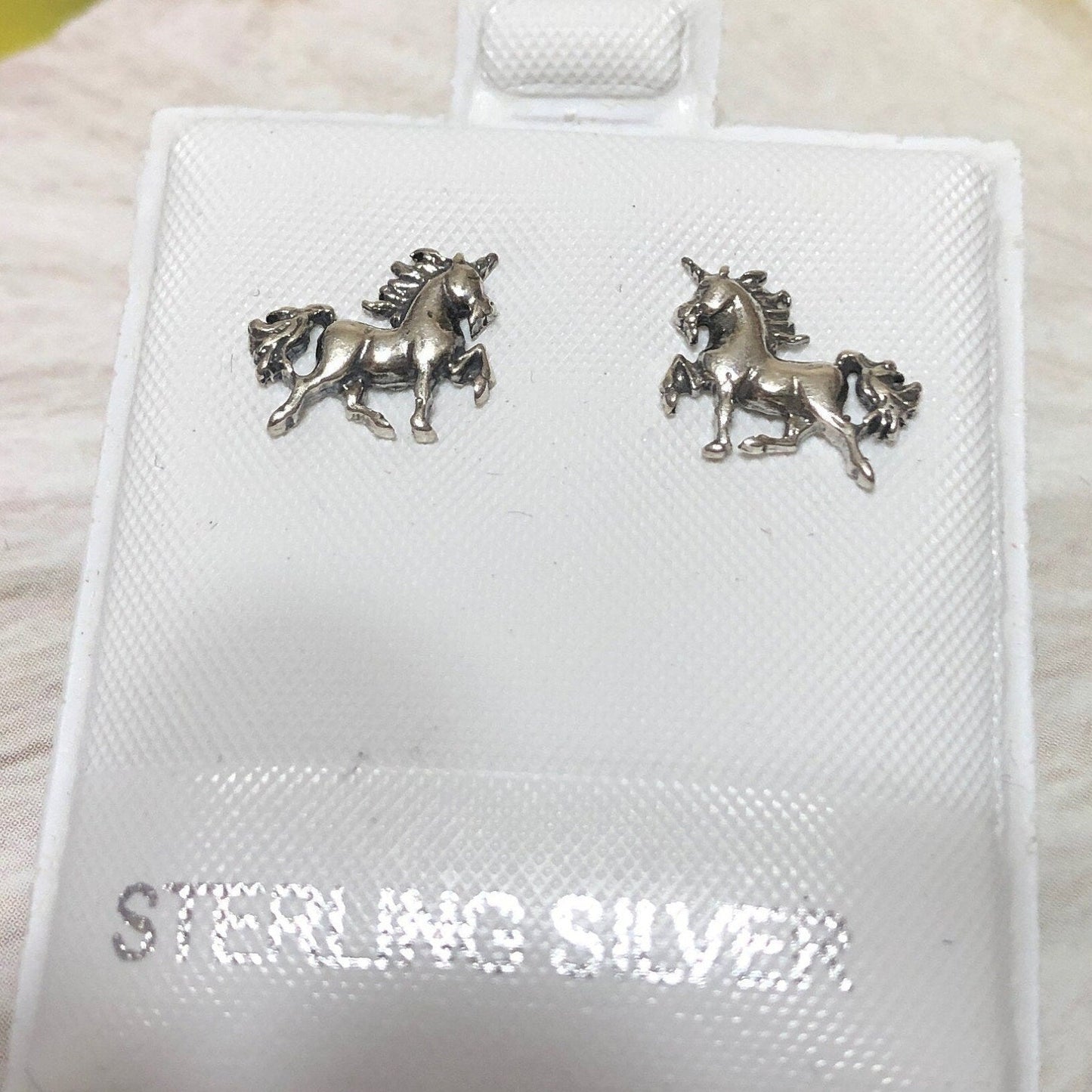 Silver Small Unicorn Earring, Sterling Silver Unicorn Stud Earring, E8157 Birthday Mother Mom Gift, Texan Jewelry