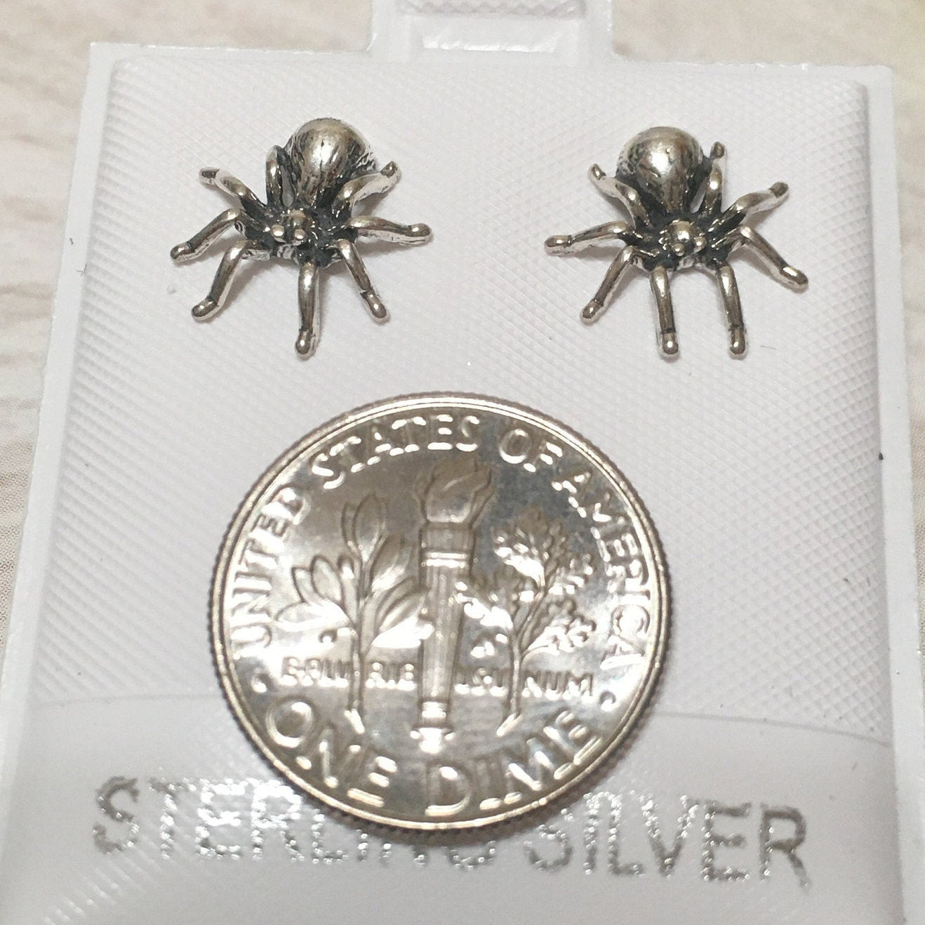 Silver Spider Earrings, Sterling Silver Spider Stud Earrings, E8315 Birthday Mom Wife Mother Gift, Texan Jewelry