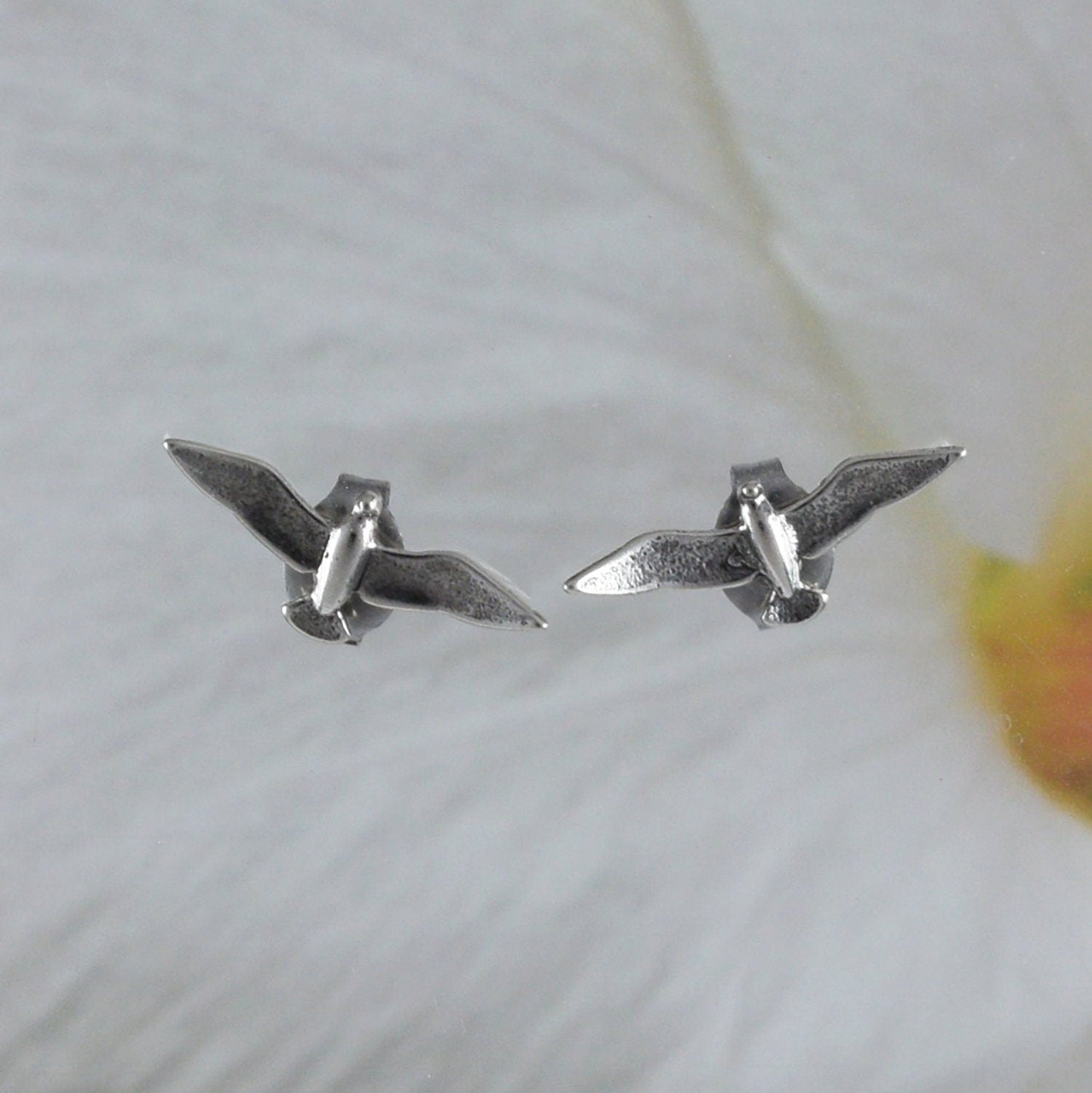 Silver Seagull Bird Earrings, Sterling Silver Seagull Stud Earrings, E8668 Birthday Mom Wife Mother Gift, Texan Jewelry