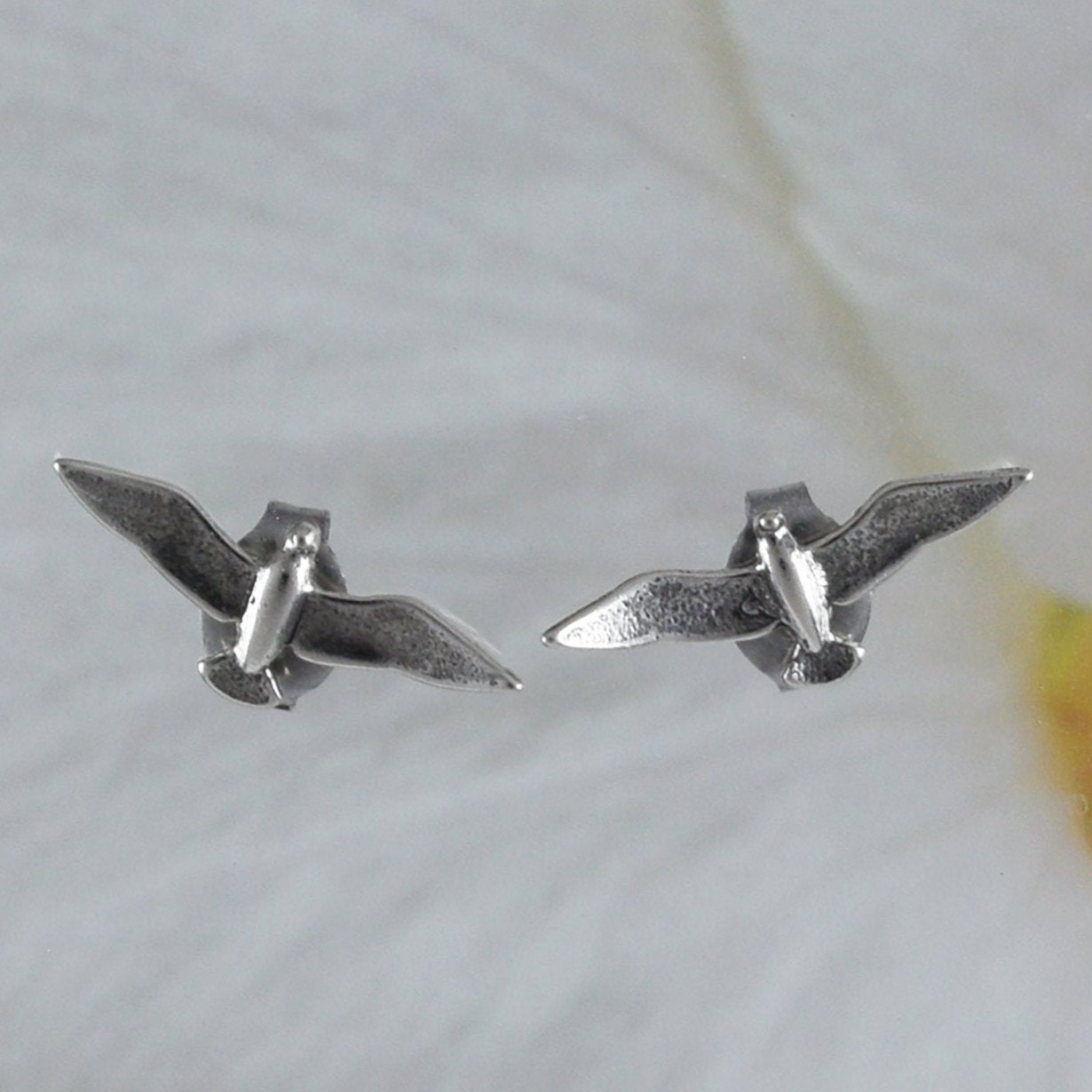 Silver Seagull Bird Earrings, Sterling Silver Seagull Stud Earrings, E8668 Birthday Mom Wife Mother Gift, Texan Jewelry