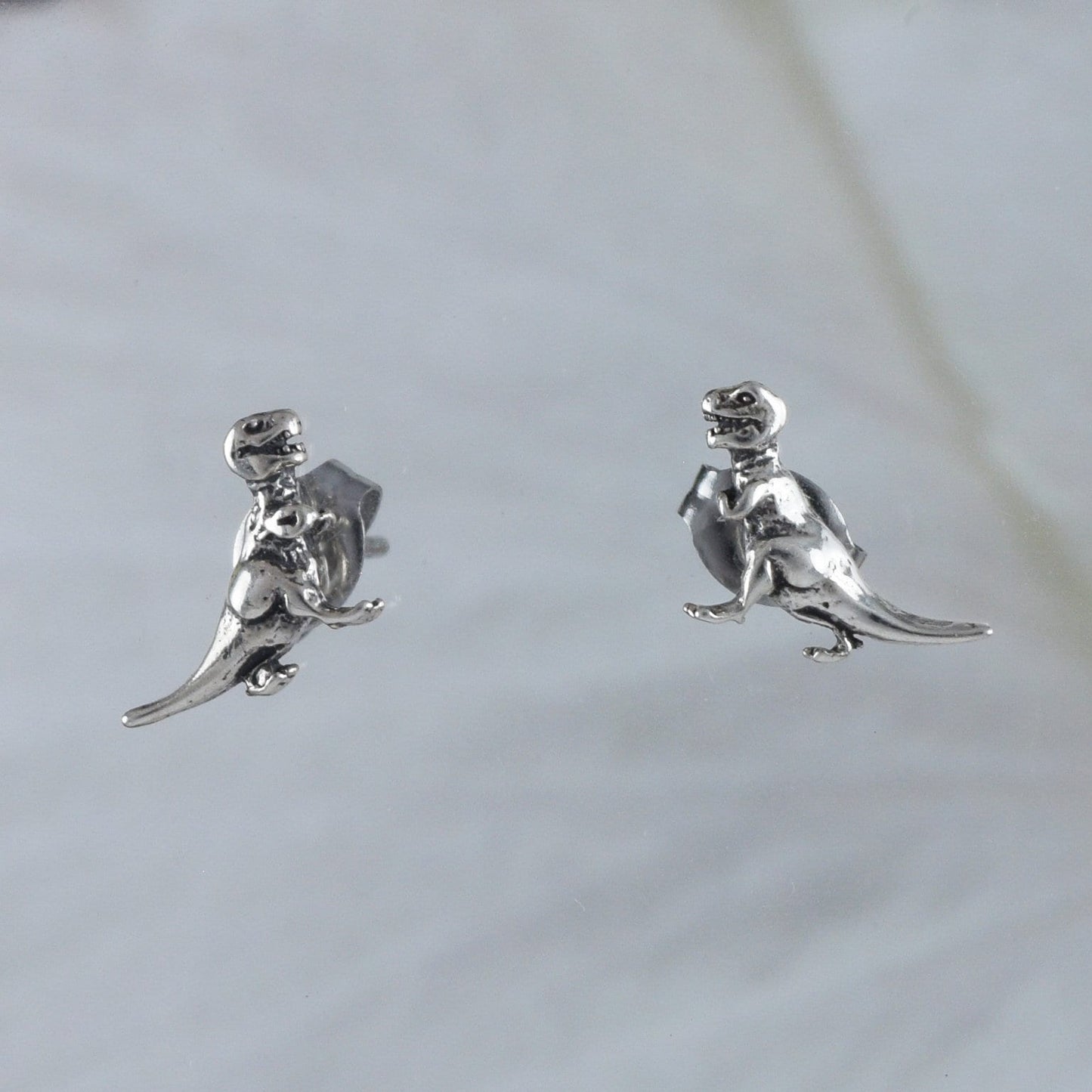 Silver Dinosaur Earrings, Sterling Silver Dinosaur Stud Earrings, E8805 Birthday Mother Gift, Texan Jewelry