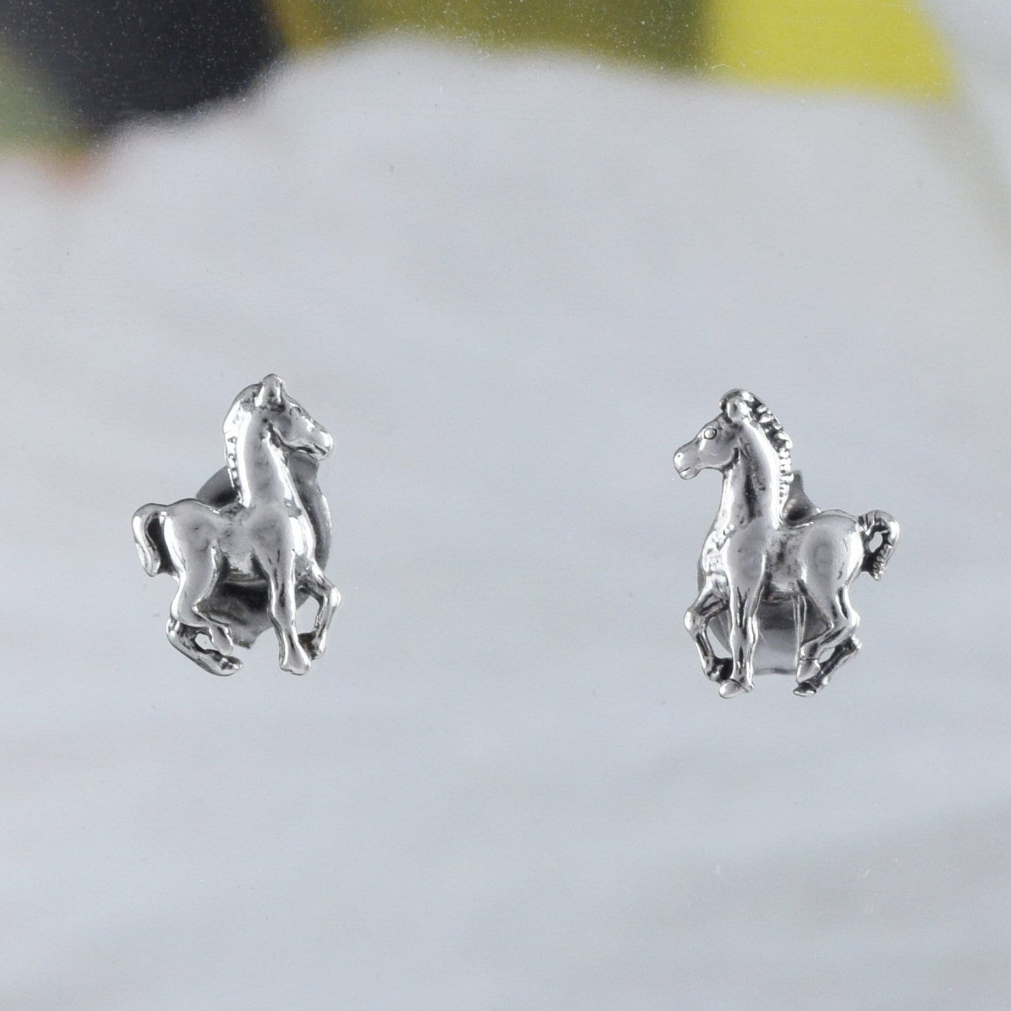 Texan Small Horse Earrings, Sterling Silver Horse Stud Earrings, E8809 Birthday Mother Wife Mom Gift