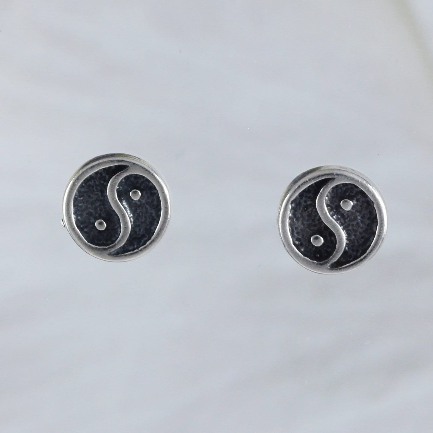 Silver Yin Yang Earrings, Sterling Silver Yin-Yang Stud Earrings, E8821 Birthday Mother Gift, Texan Jewelry