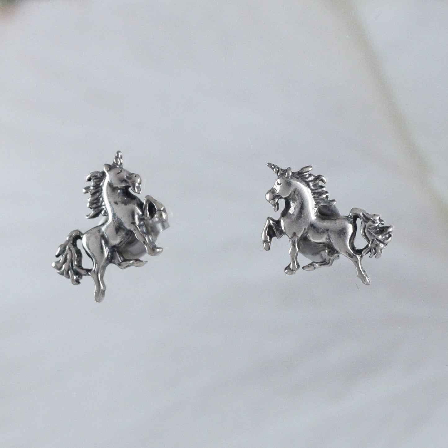 Silver Small Unicorn Earring, Sterling Silver Unicorn Stud Earring, E8157 Birthday Mother Mom Gift, Texan Jewelry