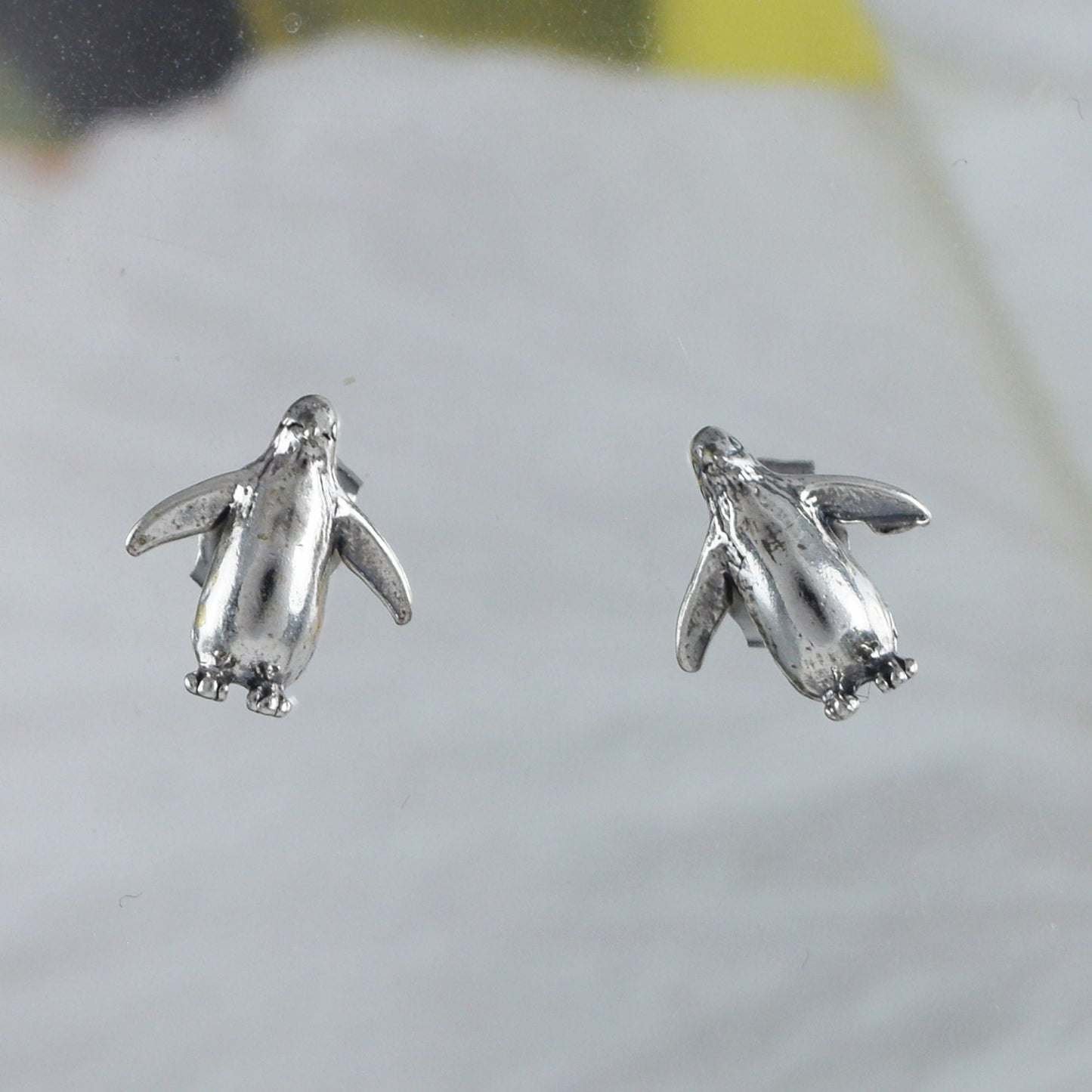 Silver Penguin Earrings, Sterling Silver Penguin Stud Earrings, E8062 Birthday Mother Gift, Texan Jewelry