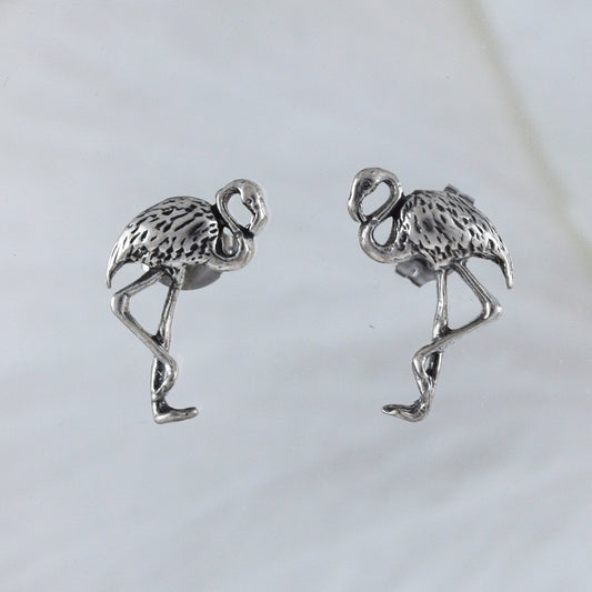 Unique Hawaiian Flamingo Earring, Sterling Silver Flamingo Bird Stud Earring, E8159 Birthday Mom Wife Girl Mother Gift, Animal Jewelry - Hawaii Treasures Shop