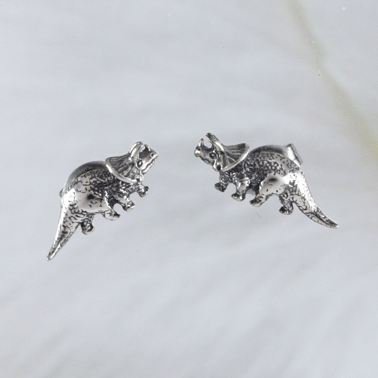 Silver Dinosaur Earrings, Sterling Silver Dinosaur Stud Earrings, E9065 Birthday Mother Gift, Texan Jewelry