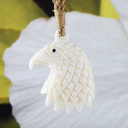 American Eagle Necklace, Hand Carved Buffalo Bone Eagle Necklace, N9127 Birthday Mother Gift, Island Jewelry